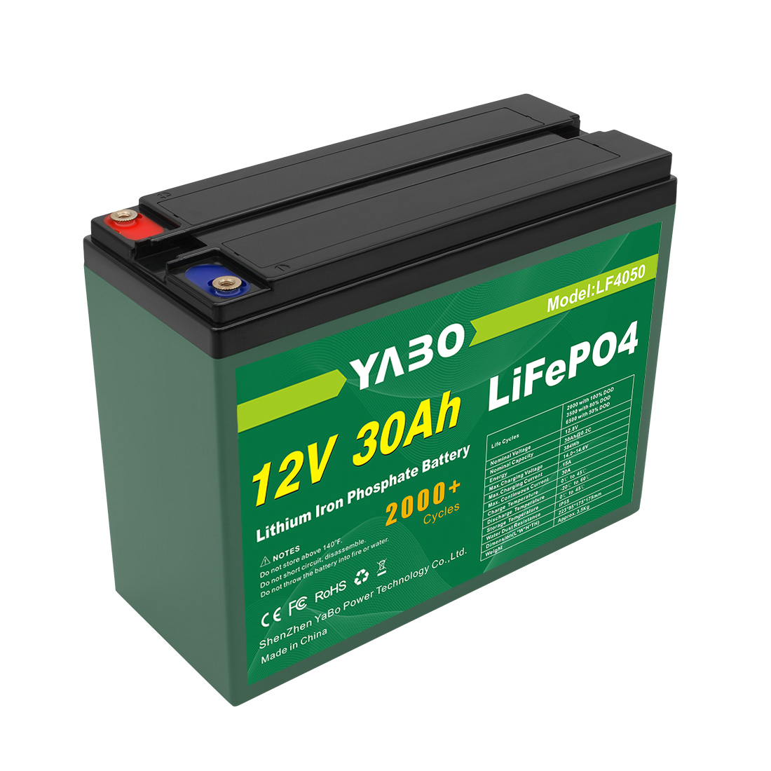 12V 30Ah Replaceable-cell LiFePO4 Battery for Yachts